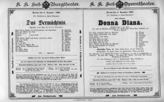 Theaterzettel (Oper und Burgtheater in Wien) 18981209 Seite: 1