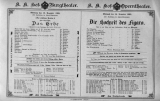 Theaterzettel (Oper und Burgtheater in Wien) 18981214 Seite: 1