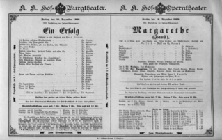 Theaterzettel (Oper und Burgtheater in Wien) 18981216 Seite: 1
