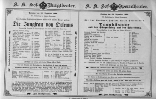 Theaterzettel (Oper und Burgtheater in Wien) 18981225 Seite: 1