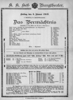 Theaterzettel (Oper und Burgtheater in Wien) 18990106 Seite: 1