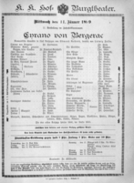 Theaterzettel (Oper und Burgtheater in Wien) 18990111 Seite: 1