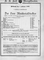 Theaterzettel (Oper und Burgtheater in Wien) 18990201 Seite: 1