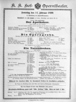 Theaterzettel (Oper und Burgtheater in Wien) 18990211 Seite: 1