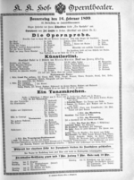 Theaterzettel (Oper und Burgtheater in Wien) 18990216 Seite: 1
