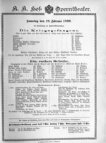 Theaterzettel (Oper und Burgtheater in Wien) 18990218 Seite: 1