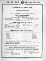 Theaterzettel (Oper und Burgtheater in Wien) 18990221 Seite: 1
