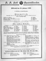 Theaterzettel (Oper und Burgtheater in Wien) 18990222 Seite: 1