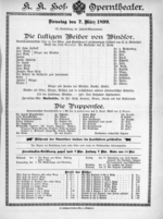 Theaterzettel (Oper und Burgtheater in Wien) 18990307 Seite: 1