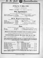 Theaterzettel (Oper und Burgtheater in Wien) 18990310 Seite: 1