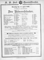 Theaterzettel (Oper und Burgtheater in Wien) 18990411 Seite: 1
