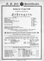Theaterzettel (Oper und Burgtheater in Wien) 18990416 Seite: 1