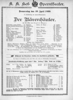 Theaterzettel (Oper und Burgtheater in Wien) 18990420 Seite: 1