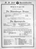 Theaterzettel (Oper und Burgtheater in Wien) 18990424 Seite: 1