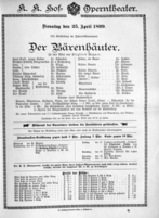 Theaterzettel (Oper und Burgtheater in Wien) 18990425 Seite: 1