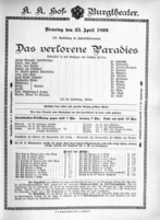 Theaterzettel (Oper und Burgtheater in Wien) 18990425 Seite: 2