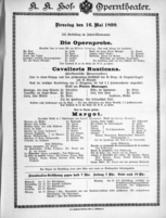 Theaterzettel (Oper und Burgtheater in Wien) 18990516 Seite: 1