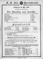 Theaterzettel (Oper und Burgtheater in Wien) 18990526 Seite: 1