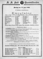 Theaterzettel (Oper und Burgtheater in Wien) 18990612 Seite: 1