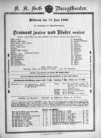 Theaterzettel (Oper und Burgtheater in Wien) 18990614 Seite: 1