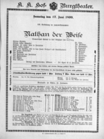 Theaterzettel (Oper und Burgtheater in Wien) 18990617 Seite: 1