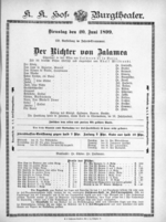 Theaterzettel (Oper und Burgtheater in Wien) 18990620 Seite: 1
