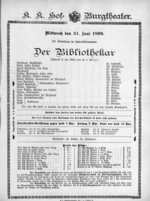 Theaterzettel (Oper und Burgtheater in Wien) 18990621 Seite: 1