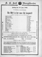 Theaterzettel (Oper und Burgtheater in Wien) 18990623 Seite: 1