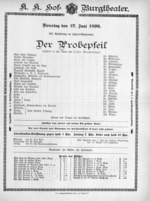 Theaterzettel (Oper und Burgtheater in Wien) 18990627 Seite: 1