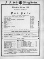 Theaterzettel (Oper und Burgtheater in Wien) 18990628 Seite: 1