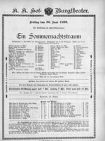Theaterzettel (Oper und Burgtheater in Wien) 18990630 Seite: 1