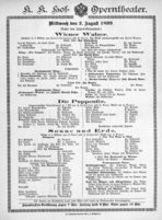 Theaterzettel (Oper und Burgtheater in Wien) 18990802 Seite: 1