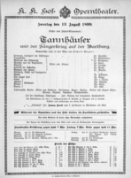 Theaterzettel (Oper und Burgtheater in Wien) 18990813 Seite: 1