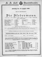 Theaterzettel (Oper und Burgtheater in Wien) 18990819 Seite: 1