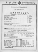 Theaterzettel (Oper und Burgtheater in Wien) 18990820 Seite: 1