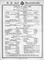 Theaterzettel (Oper und Burgtheater in Wien) 18990825 Seite: 1