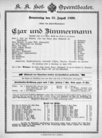 Theaterzettel (Oper und Burgtheater in Wien) 18990831 Seite: 1