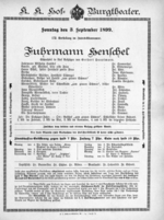 Theaterzettel (Oper und Burgtheater in Wien) 18990903 Seite: 1