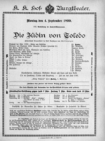 Theaterzettel (Oper und Burgtheater in Wien) 18990904 Seite: 1
