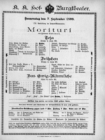 Theaterzettel (Oper und Burgtheater in Wien) 18990907 Seite: 1