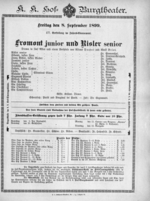 Theaterzettel (Oper und Burgtheater in Wien) 18990908 Seite: 1