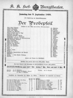 Theaterzettel (Oper und Burgtheater in Wien) 18990909 Seite: 1