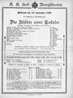 Theaterzettel (Oper und Burgtheater in Wien) 18990913 Seite: 1