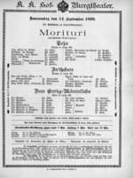 Theaterzettel (Oper und Burgtheater in Wien) 18990914 Seite: 1