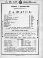 Theaterzettel (Oper und Burgtheater in Wien) 18990915 Seite: 1