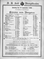 Theaterzettel (Oper und Burgtheater in Wien) 18990917 Seite: 1