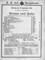 Theaterzettel (Oper und Burgtheater in Wien) 18990919 Seite: 1