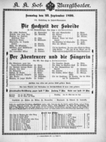 Theaterzettel (Oper und Burgtheater in Wien) 18990923 Seite: 1