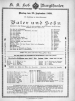 Theaterzettel (Oper und Burgtheater in Wien) 18990925 Seite: 1