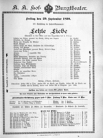 Theaterzettel (Oper und Burgtheater in Wien) 18990929 Seite: 1